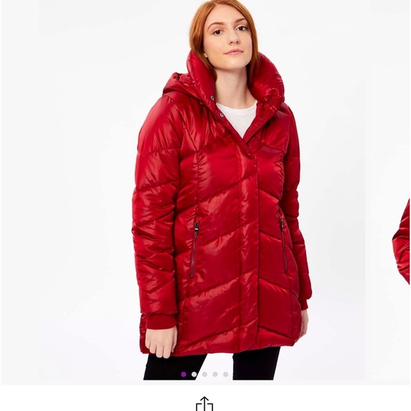 Dark red puffer coat - Picture 2 of 6